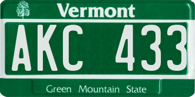 VT license plate AKC433