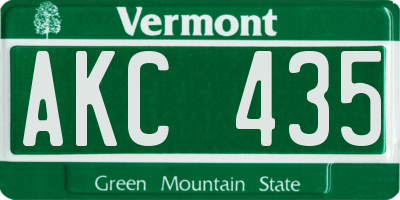 VT license plate AKC435