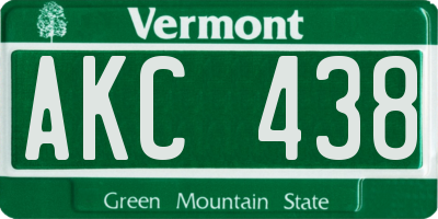 VT license plate AKC438