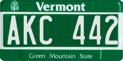 VT license plate AKC442