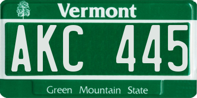 VT license plate AKC445