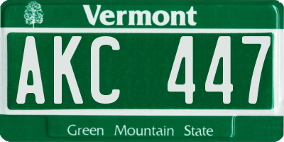 VT license plate AKC447