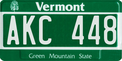 VT license plate AKC448