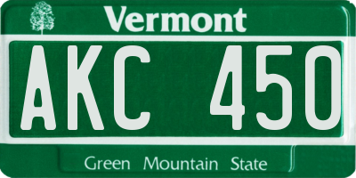 VT license plate AKC450