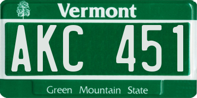 VT license plate AKC451