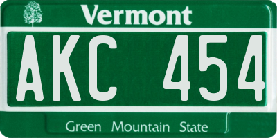 VT license plate AKC454