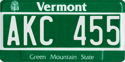 VT license plate AKC455