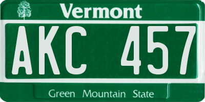 VT license plate AKC457