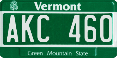 VT license plate AKC460