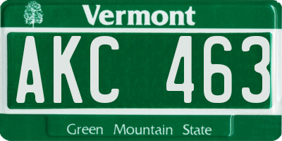 VT license plate AKC463