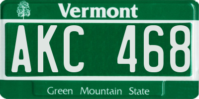VT license plate AKC468