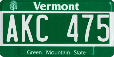 VT license plate AKC475