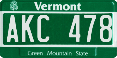 VT license plate AKC478