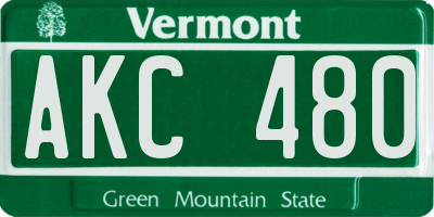 VT license plate AKC480