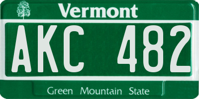 VT license plate AKC482