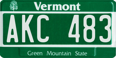 VT license plate AKC483