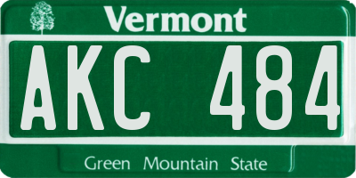 VT license plate AKC484