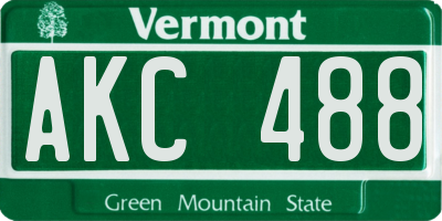 VT license plate AKC488