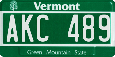 VT license plate AKC489
