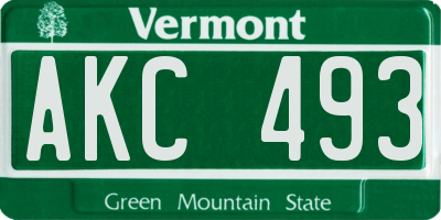 VT license plate AKC493