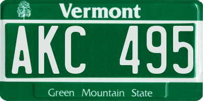 VT license plate AKC495