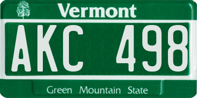 VT license plate AKC498
