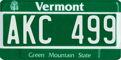 VT license plate AKC499
