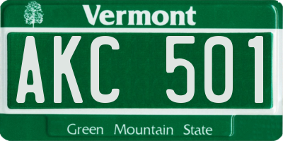 VT license plate AKC501