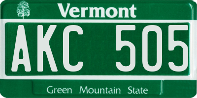 VT license plate AKC505