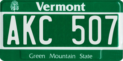 VT license plate AKC507