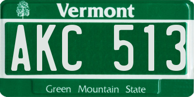 VT license plate AKC513