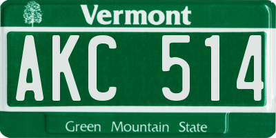 VT license plate AKC514