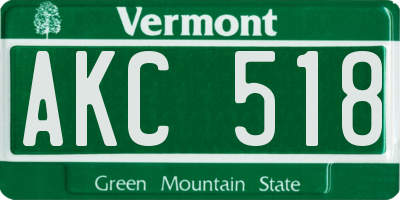 VT license plate AKC518