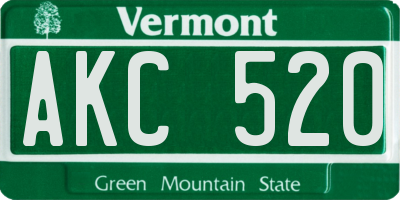 VT license plate AKC520