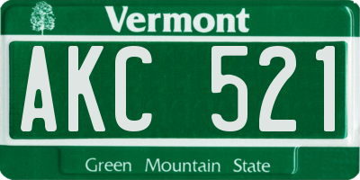 VT license plate AKC521