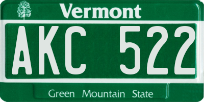 VT license plate AKC522