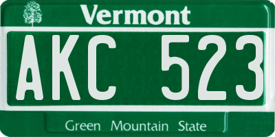 VT license plate AKC523