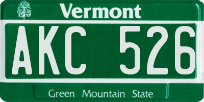 VT license plate AKC526