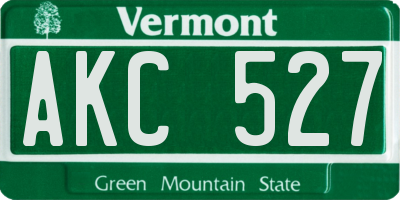 VT license plate AKC527