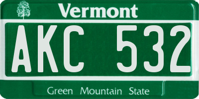 VT license plate AKC532