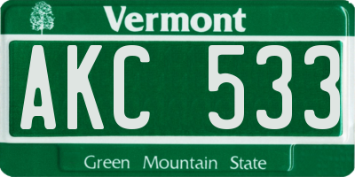 VT license plate AKC533