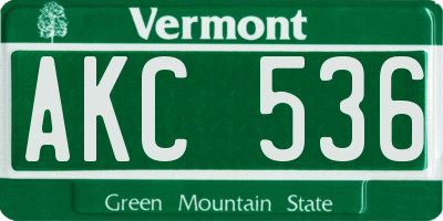 VT license plate AKC536