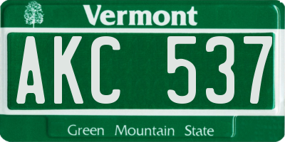 VT license plate AKC537