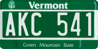 VT license plate AKC541