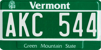 VT license plate AKC544