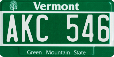VT license plate AKC546