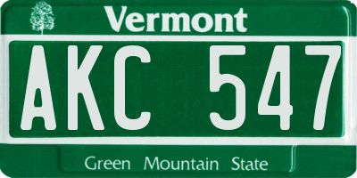 VT license plate AKC547