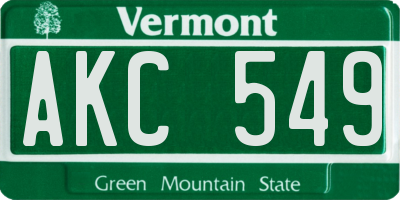VT license plate AKC549