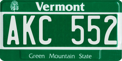 VT license plate AKC552
