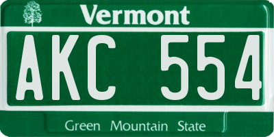 VT license plate AKC554
